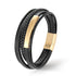 Herren Echtlederarmband Plate Silber Edelstahl Magnetverschluss Luxus TOP verkauft